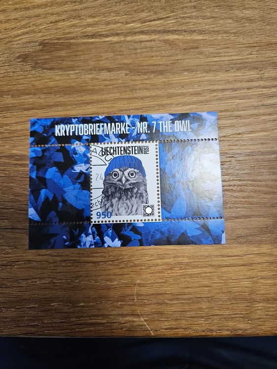 Crypto Stamp Liechtenstein Nr 7 The Owl Grün Ersttag Kaufen auf