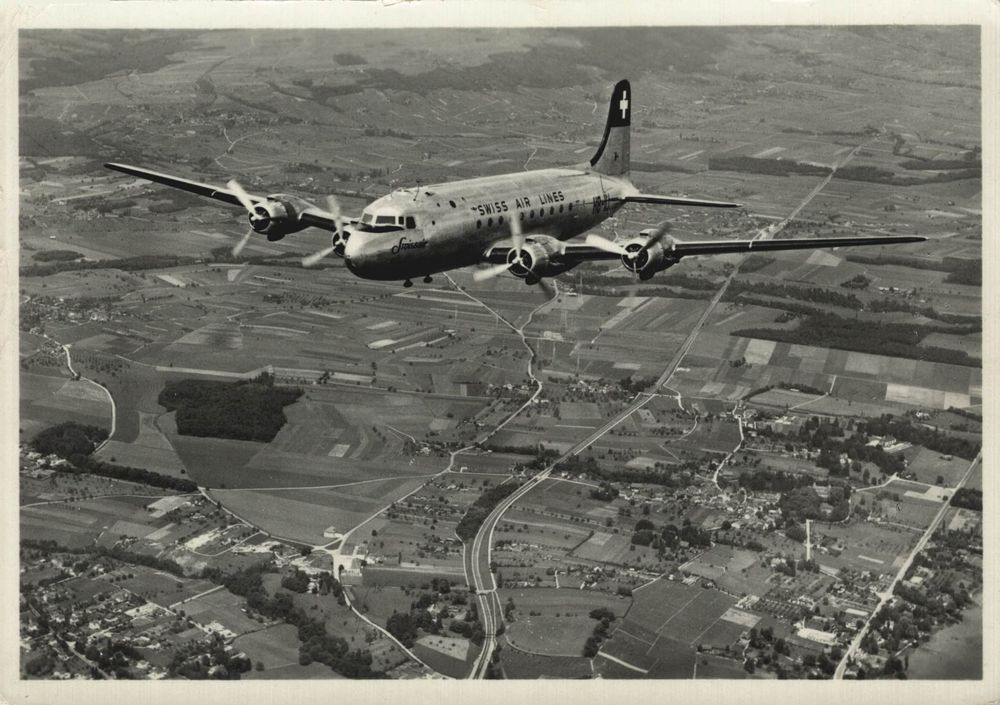 Flugaufnahme Douglas D C Der Swissair Mit 4 Motoren Kaufen Auf Ricardo