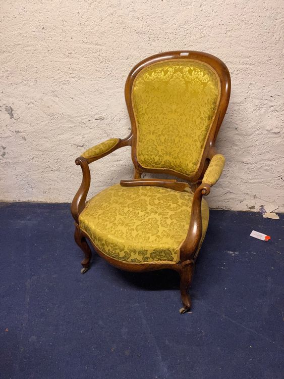 Fauteuil Napol On Iii Tissus Jaune Suisse Me Noyer Acheter Sur