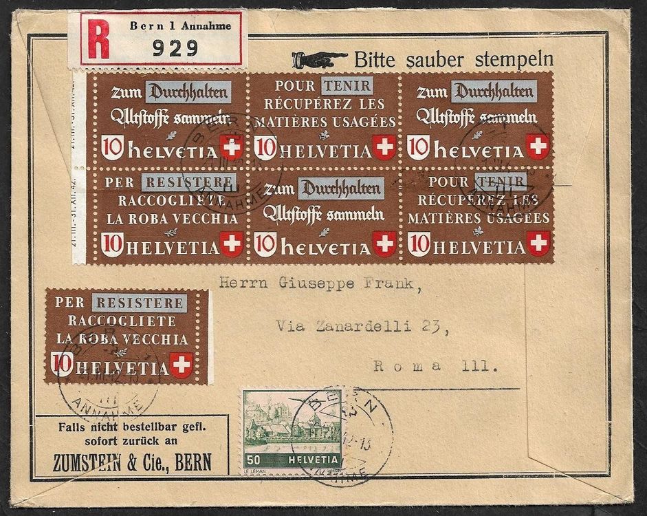 1942 FDC Bern Altstoff 6erBl Hochwertig Kaufen Auf Ricardo