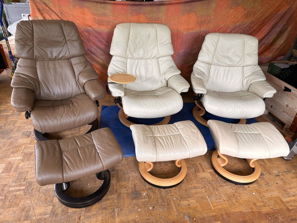 3 Stressless Sessel Fauteuils Mit Fusshocker 1 Tischchen Kaufen