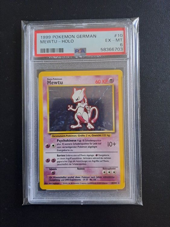 Pokémon PSA 6 Mewtu Base Set 1999 10 102 Holo DE Kaufen auf Ricardo