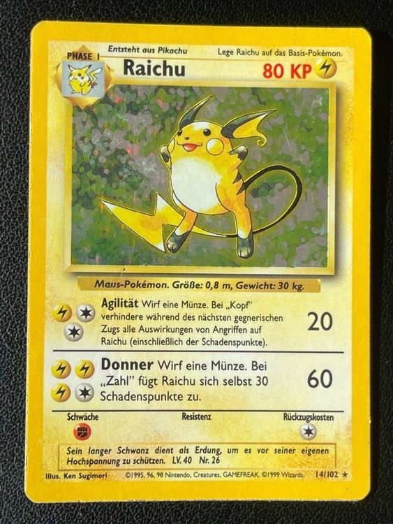 Raichu 14 102 Pokémon Base Set Holo Rare Kaufen auf Ricardo