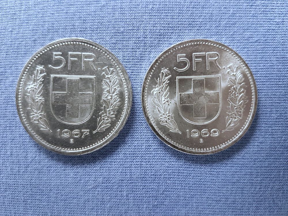 2x 5 Franken Silbermünzen 60ger Jahre 1967 1969 ab nur 1 Fr Kaufen