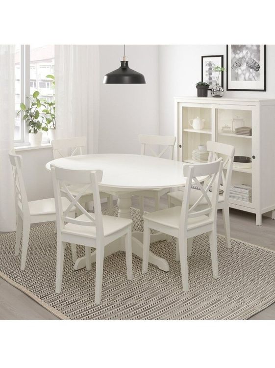 IKEA INGATORP Esstisch Ausziehtisch 6 INGOLF Stühle weiss Kaufen