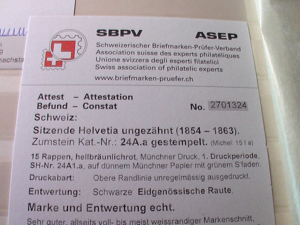 Nr 151 Strubel 24A a SBK 800 mit Attest geprüft wertvoll Kaufen