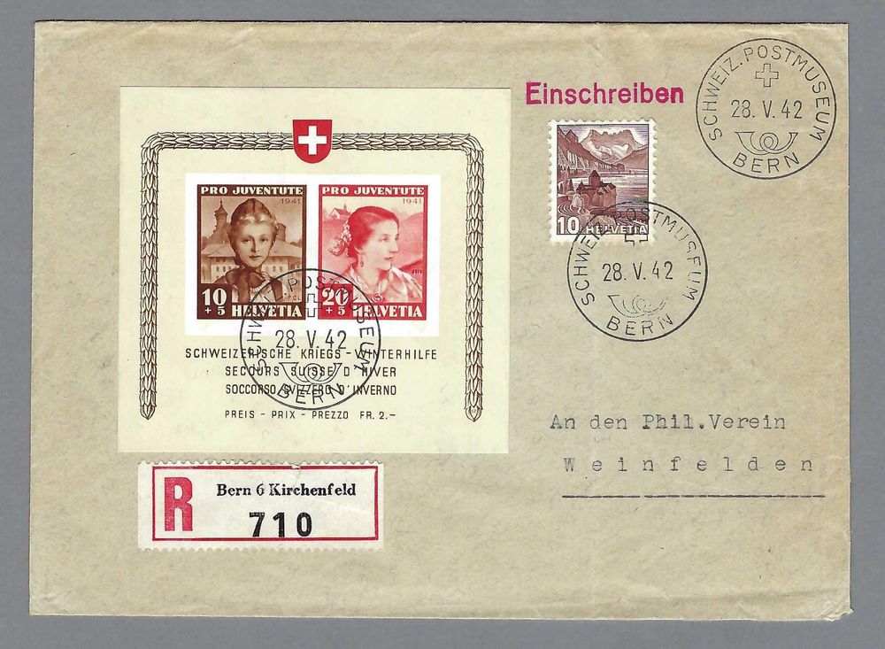 Pj Block Ptt Postmuseum Bern Brief Sauber Kaufen