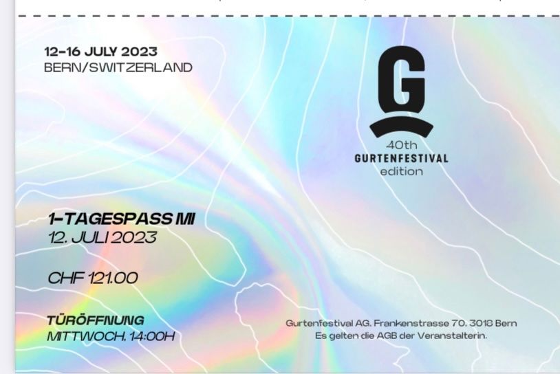 Gurten Festivalticket 1 Tagespass Mittwoch 12 07 2023 Kaufen Auf Ricardo