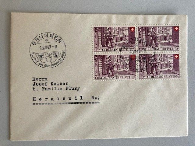 Brief Mit Er Block Pro Patria Sonderstempel Brunnen Kaufen