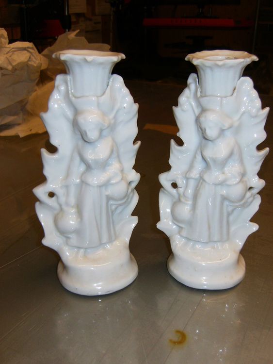 2 Kerzenständer Porzellan weiss 1950er Jahre 16x6 cm Kaufen auf Ricardo