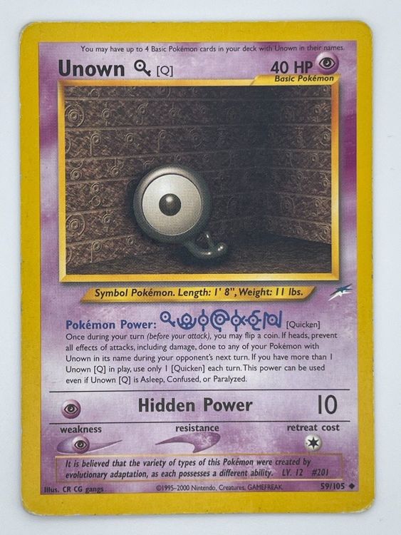 Unown Q 59 105 Pokémon Neo Destiny Kaufen auf Ricardo