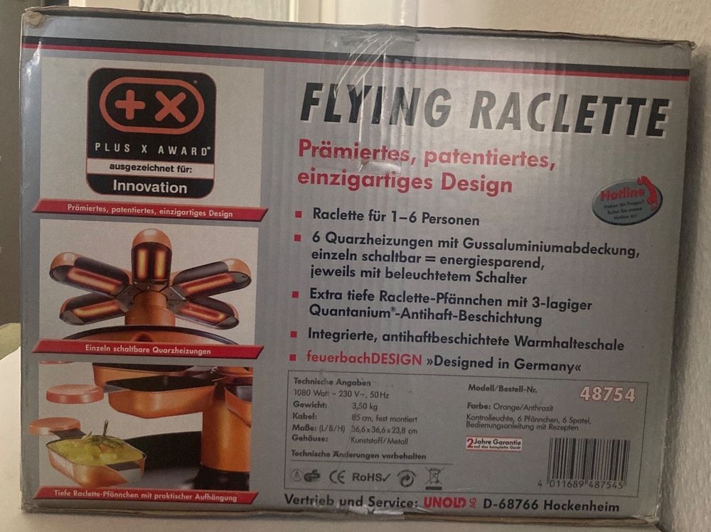 UNOLD Flying Raclette Mit 1 Bis 6 Individuellen Grills OVP Kaufen Auf