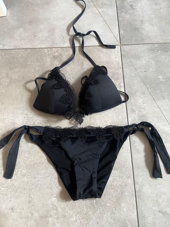 Calzedonia Bikini Triangelbikini Schwarz Spitze Gr Gebraucht