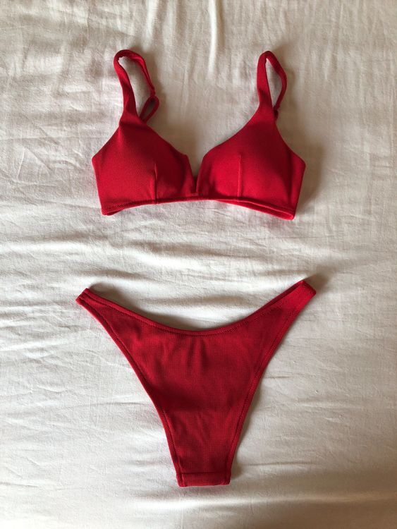 Oysho rotes Bikini Set Slip BH S neu Neu gemäss Beschreibung in