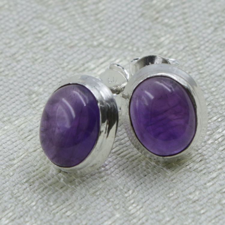 Amethyst Ohrstecker Paar Silber Oval Lila Ohrringe Kaufen Auf Ricardo