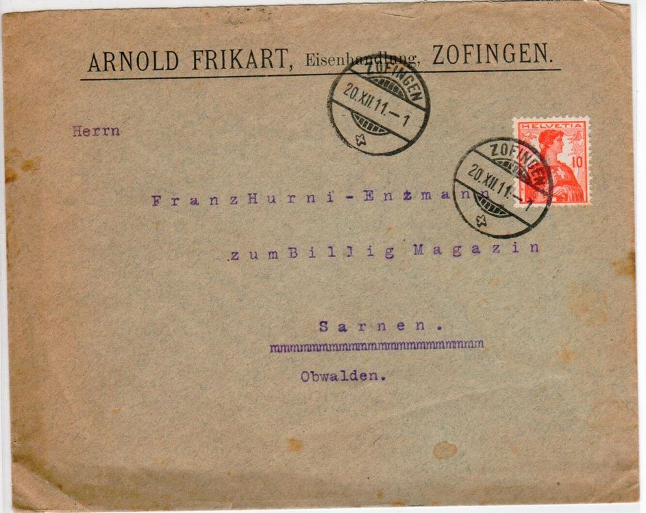 Brief Arnold Frikart Eisenhandlung Zofingen Kaufen Auf Ricardo