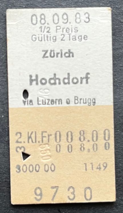 Z Rich Hochdorf Via Luzern O Brugg Billett Kaufen Auf Ricardo