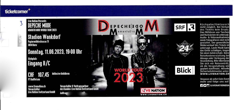 Depeche Mode Ticket Stehplatz Kaufen Auf Ricardo