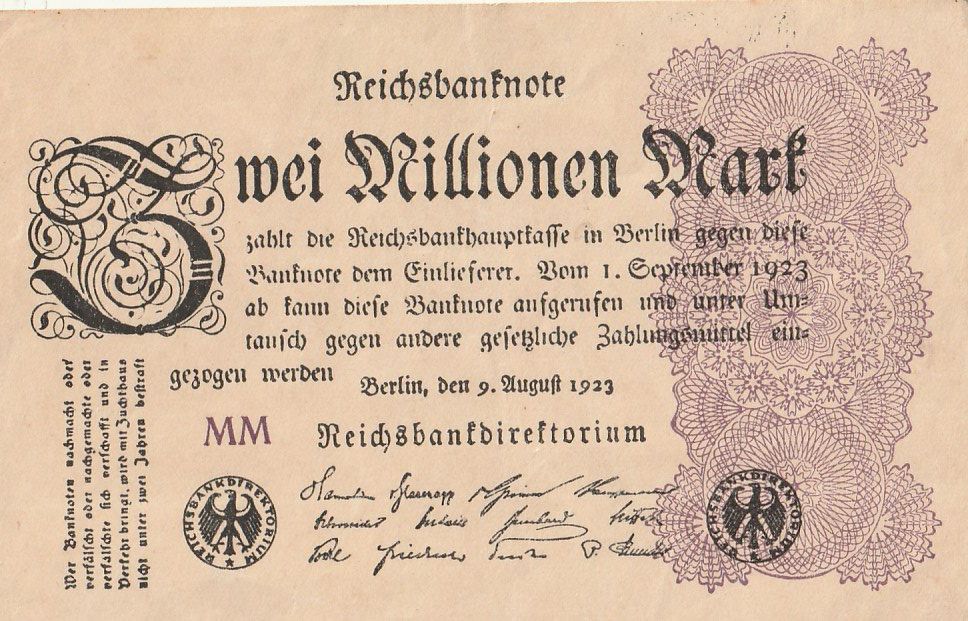 Reichsbanknote Zwei Million Mark August Kaufen Auf Ricardo