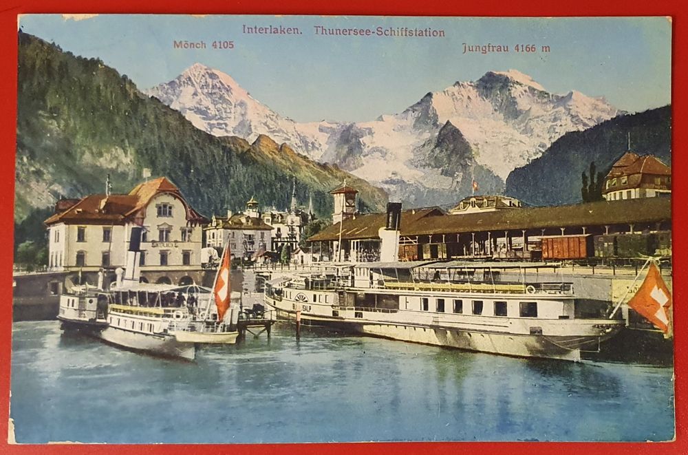 Interlaken 1913 Thunersee Schiffsstation Bahnpoststempel Kaufen