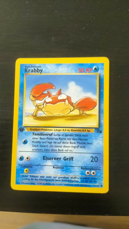 Krabby 1 Edition Pokemon Fossil Kaufen Auf Ricardo