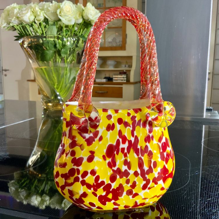 MURANO VINTAGE VASE IN TASCHENFORM Kaufen Auf Ricardo