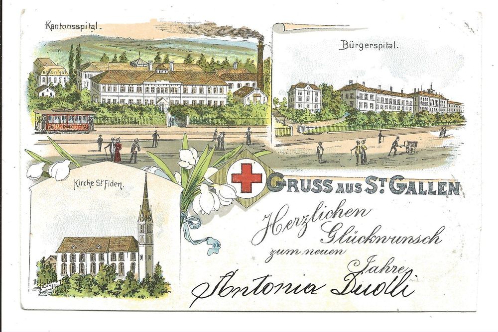 Gruss Aus St Gallen Kantons Und B Rgerspital Litho Kaufen