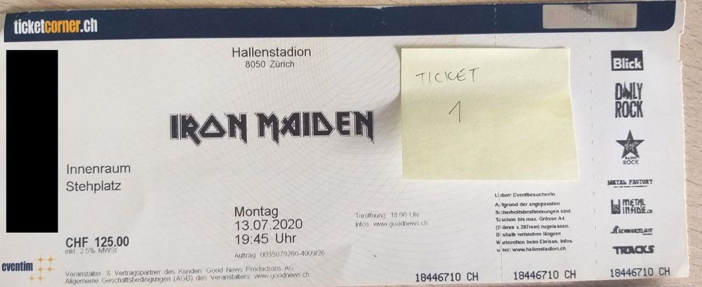 Iron Maiden Ticket Z Rich Stehplatz Ab Kaufen