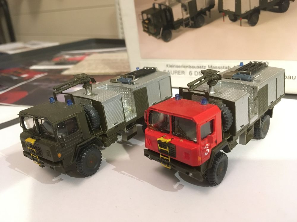 2x SAURER Militär 6DM 4x4 Flugplatz 1 87 H0 OVP Peter Romano Acheter