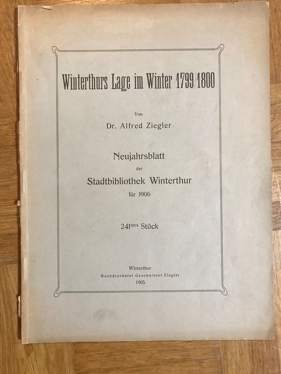 Neujahrsblatt Der Stadtbibliothek Winterthur Kaufen Auf Ricardo