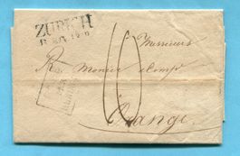 Faltbrief von Zürich nach Orange 1819