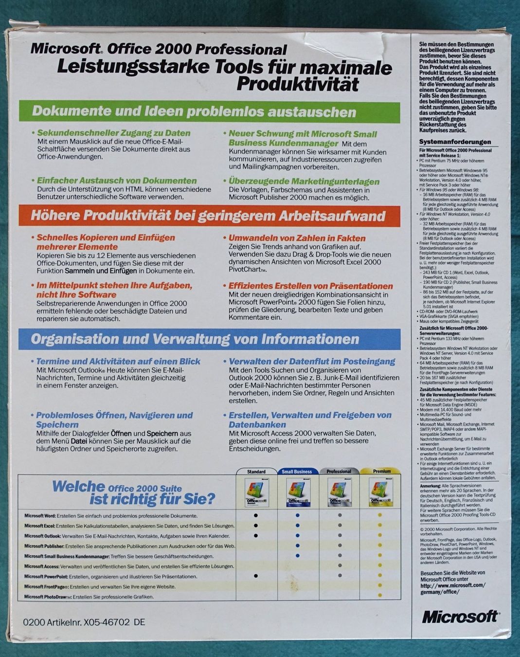 Microsoft Software: Microsoft Office 2000 Update in Originalverpackung – Usato da Lohn-Ammannsegg venduto da Vizechef 1