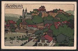 Steindruck-AK Aarburg, Ortsansicht mit S