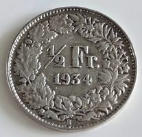 1/2 Franken 1934 helvetia silber Münze