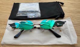 Candy Flame Brille, Gadget, Meme Glasses, Blau, Türkis, Grün