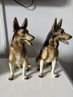 2 Bergers Allemands Vintage en Céramique, Paire Rare!