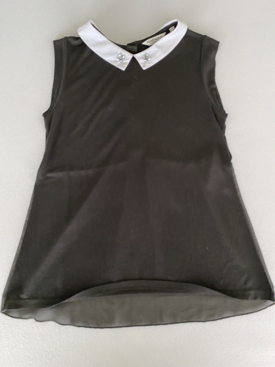 Nafnaf Tops: Top noir NafNaf col blanc XS – Gebraucht aus Champlan von Ger77
