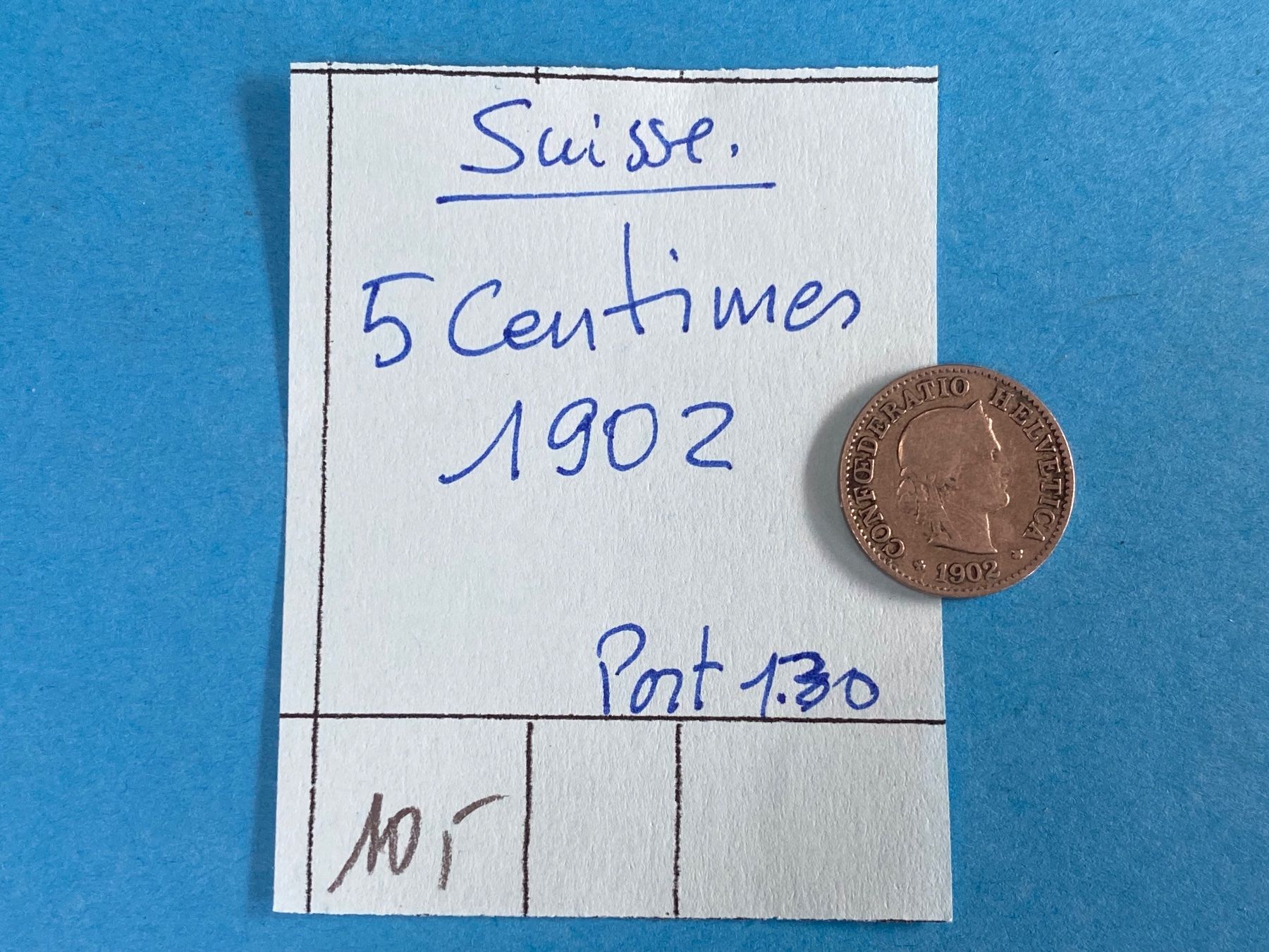 Tutti le monete: SUISSE : 5 CENTIMES 1902 – Usato da genève venduto da GEnumist