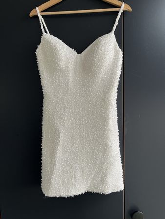 Robe blanche perlée Milanoo S