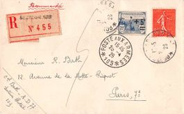 POSTE aux ARMEES - lettre recommande 1925 Secteur 109