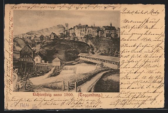 Cartes postales: Lichtensteig, Ortsansicht mit gedeckter  – D'occasion à Berlin par bartko-reher