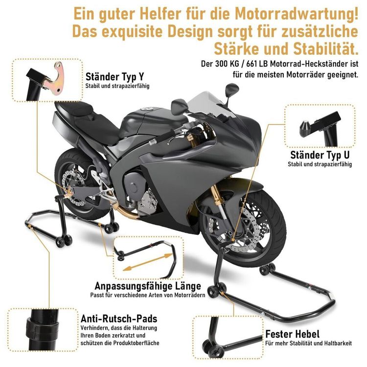 Motorradständer Hinten – Teilbar, Mit Stützpads, Für Einfachen Transport