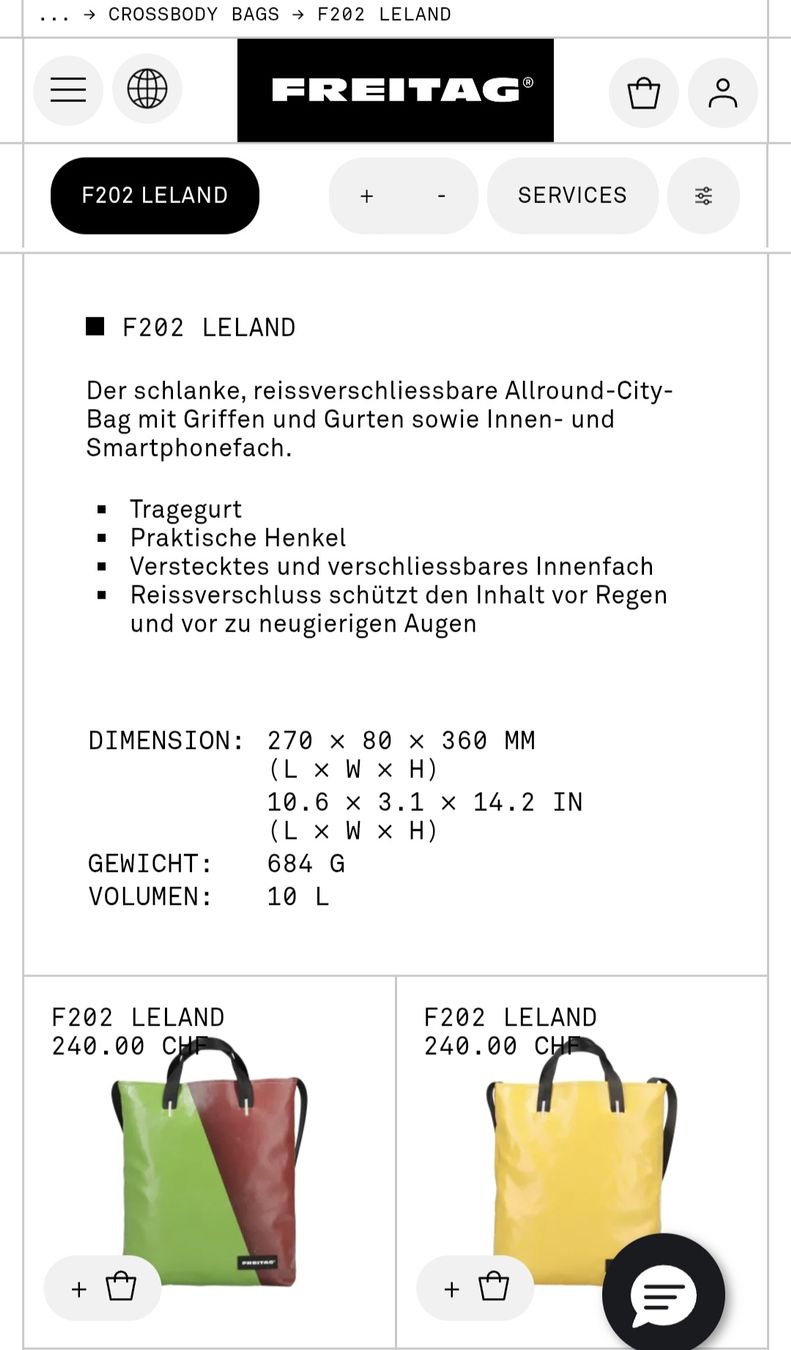 Freitag Borse: FREITAG F202 LELAND – Usato da Herzogenbuchsee venduto da herzchae 1