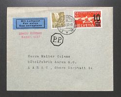 1937 Flugpost F21 Luftpost 🇨🇭MUSTERMESSE BASEL - Aarau