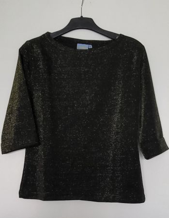 Glitzer Pullover Schwarz/Gold Gr. L