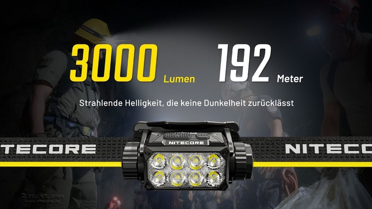 NiteCore Lampade: NiteCore HC75 UHE - 3000 Lumen, E-Focus Arbeits-Stirnlampe – Nuovo e nell'imballaggio originale da Grüningen venduto da Prolumin 2