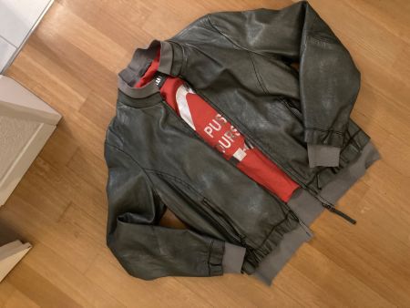 FREAKY NATION metallic leather bomber jacket s-m