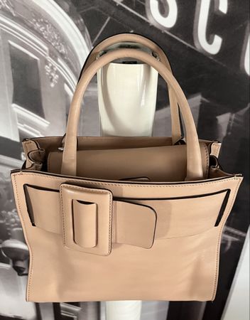 Abro - Ledertasche, beigerosa mit Schulterriemen neuwertig