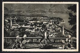 AK Ascona, Panorama mit Lago Maggiore
