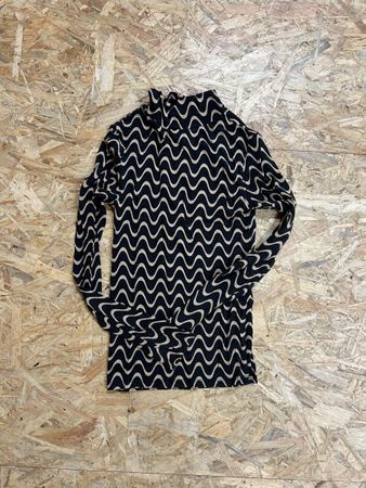 black and white wavy print turtleneck top Size XS